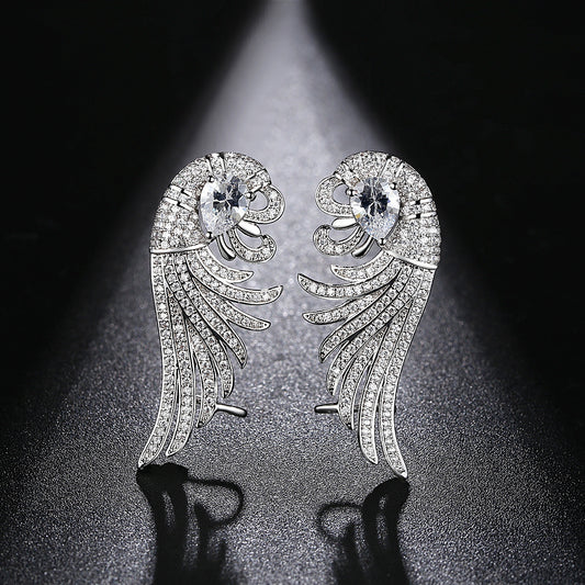 Phoenix Wing Earrings with Zircon Stones for Women