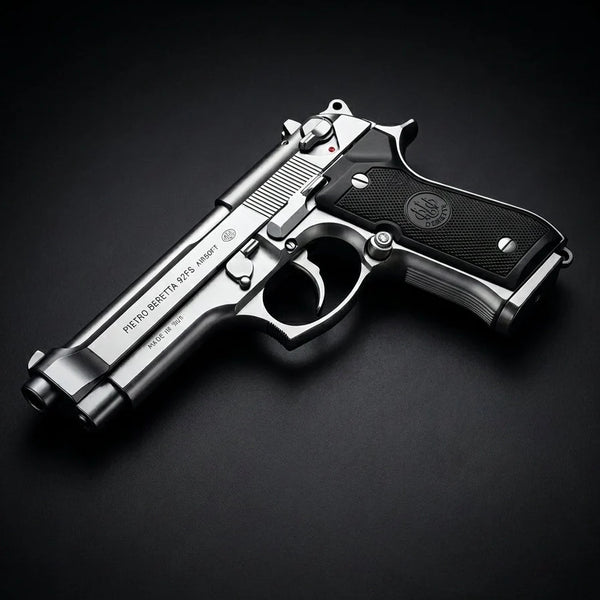 Silver M92 Beretta Airsoft Toy Gun – Realistic, Durable & Fun for Airsoft Enthusiasts with single shot mode