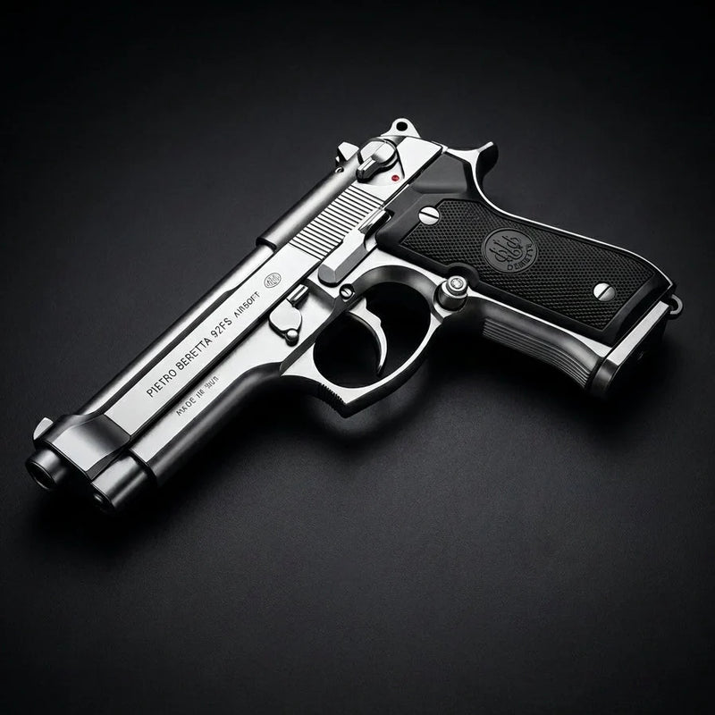 Silver M92 Beretta Airsoft Toy Gun – Realistic, Durable & Fun for Airsoft Enthusiasts with single shot mode