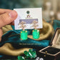 Women Green Crystal Earrings Gold Plated 2 Pcs