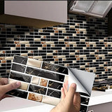 Kitchen Wall Sticker Black Gold Mosaic 48 Pcs