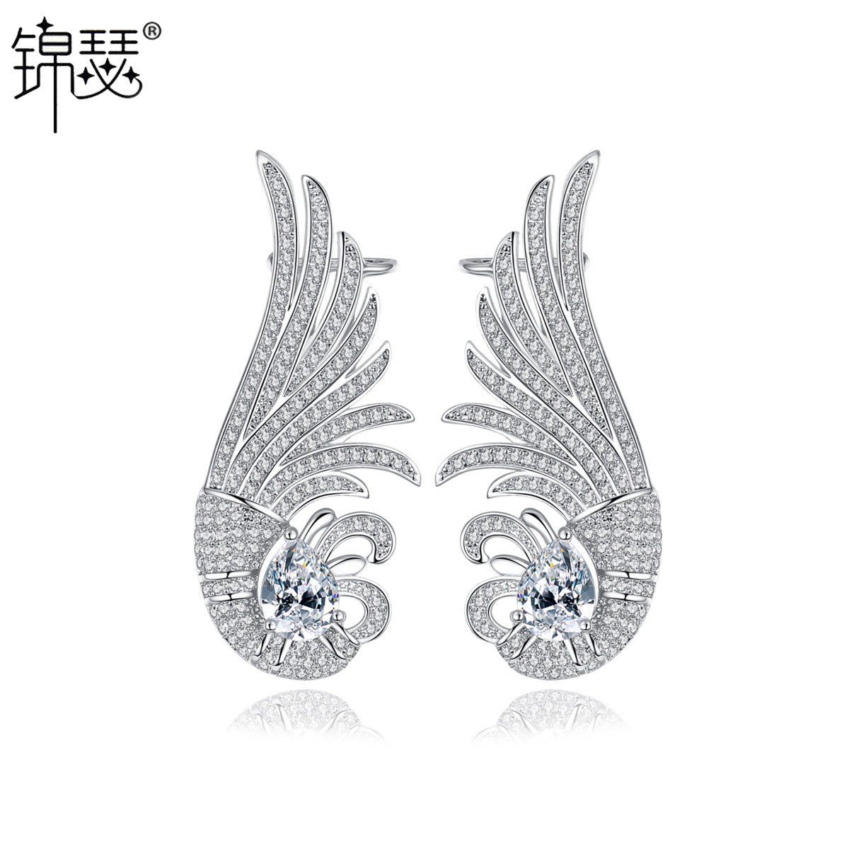 Phoenix Wing Earrings with Zircon Stones for Women