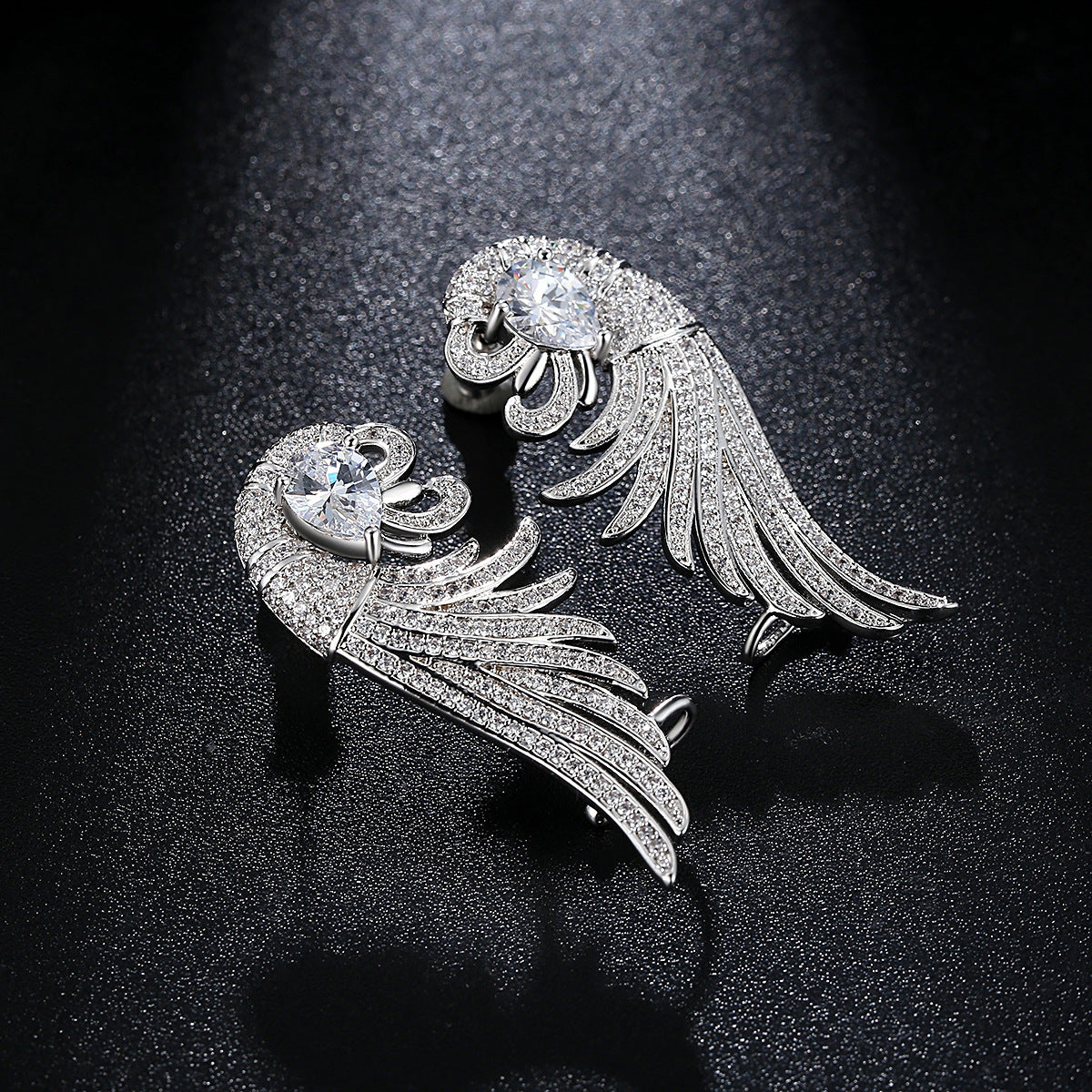 Phoenix Wing Earrings with Zircon Stones for Women
