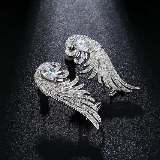 Phoenix Wing Earrings with Zircon Stones for Women