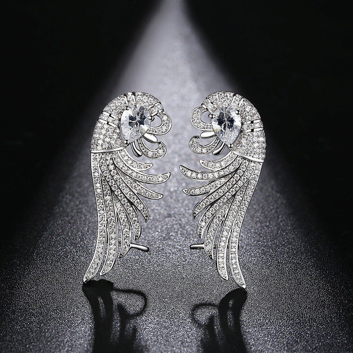 Phoenix Wing Earrings with Zircon Stones for Women