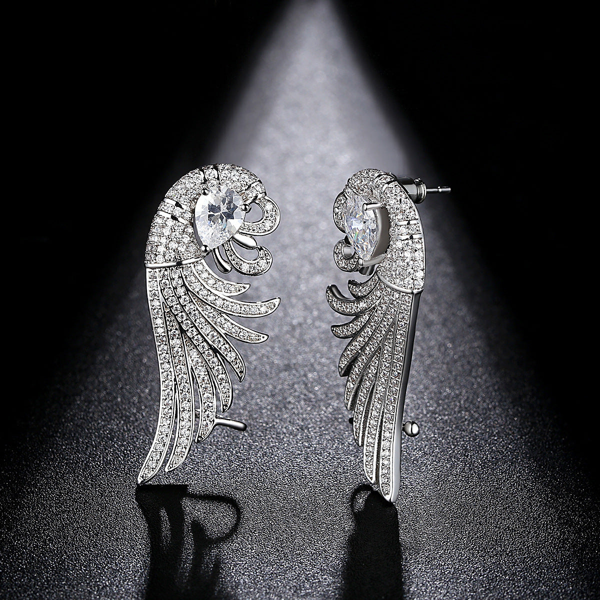 Phoenix Wing Earrings with Zircon Stones for Women