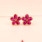 Ruby Flower Earrings Qing Xing Rose Gold 925 Silver
