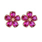 Ruby Flower Earrings Qing Xing Rose Gold 925 Silver