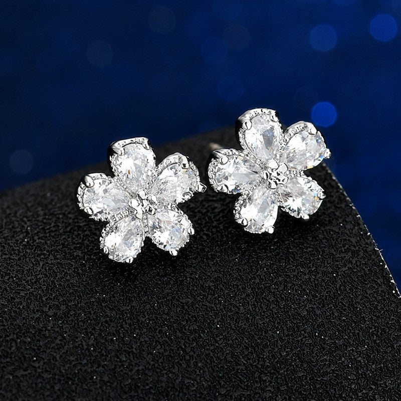 Ruby Flower Earrings Qing Xing Rose Gold 925 Silver