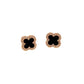 Rose Gold Four Leaf Clover Earrings with Diamond Border